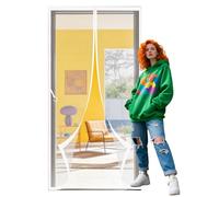 Rideau Anti Mouche 80 x 224 cm Fermeture Automatique Magnétique Moustique Sans Perçage, Fermeture Automatique pour Porte Exterieur, Balcon, Camping Car, Terrasse, Blanc