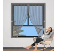 Rideau Anti Mouche 85 x 90 cm Maille Ultrarésistante, Joint Magnétique de Haut en Bas, Garde L'Air Frais à L'Intérieur Rideau Anti Moustique pour Tous Types de Fenêtres, Gris