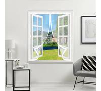 Rideau Anti Mouche 88 x 82 cm Maille Ultrarésistante, Joint Magnétique de Haut en Bas, Garde L'Air Frais à L'Intérieur Rideau Anti Moustique pour Tous Types de Fenêtres, Blanc