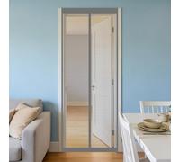 Rideau Anti Mouche 90 x 110 cm Sans Perçage, Fermeture Automatique, Maintient L'Air Frais à L'Intérieur, Anti-Insectes Porte Moustiquaire Magnétique pour Porte Exterieur, Gris