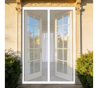 Rideau Anti Mouche 90 x 110 cm Sans Perçage, Fermeture Automatique, Maintient L'Air Frais à L'Intérieur, Anti-Insectes Rideau Moustiquaire Magnétique pour Porte, Couloirs, Blanc