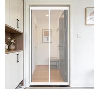 Rideau Anti Mouche 90 x 110 cm Sans Perçage, Fermeture Automatique, Maintient L'Air Frais à L'Intérieur, Anti-Insectes Porte Moustiquaire Magnétique pour Porte Exterieur, Blanc