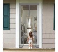 Rideau Anti Mouche 90 x 110 cm Sans Perçage, Fermeture Automatique, Maintient L'Air Frais à L'Intérieur, Anti-Insectes Moustiquaire Porte Aimantée pour Porte, Couloirs, Gris