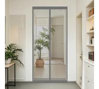 Rideau Anti Mouche 90 x 220 cm Sans Perçage, Fermeture Automatique, Maintient L'Air Frais à L'Intérieur, Anti-Insectes Moustiquaire Aimantée pour Porte Exterieur, Gris