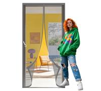 Rideau Anti Mouche 94 x 237 cm Fermeture Automatique Magnétique Moustique Sans Perçage, Fermeture Automatique pour Porte Exterieur, Balcon, Camping Car, Terrasse, Gris