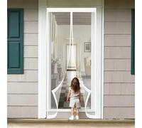 Rideau Anti Mouche 96 x 150 cm Sans Perçage, Fermeture Automatique, Maintient L'Air Frais à L'Intérieur, Anti-Insectes Moustiquaire Porte Aimantée pour Porte, Couloirs, Blanc