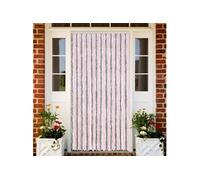 Rideau anti mouches gris argenté et rose 100x220 cm chenille