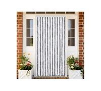 vidaXL Rideau anti-mouches réglable avec crochet – Chenille Gris/Blanc 100x230 cm