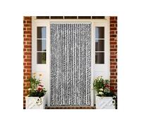 vidaXL Rideau anti-mouches en chenille Gris/Noir/Blanc 90x200 cm