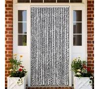 vidaXL Rideau anti-mouches en chenille Gris/Noir/Blanc 90x200 cm