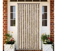 vidaXL Rideau Anti-mouches, Store Anti-insectes avec Crochet, Rideau de Porte Longueur et Largeur Réglables, Marron Foncé et Beige 90x220 cm Chenille