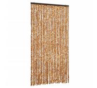 vidaXL Rideau anti-mouches chenille ocre et blanc 100 x 200 cm