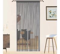 Rideau Anti Mouches pour Porte Extérieur - Moustiquaire Fenêtre, Cloison De Séparation De Pièces - Fil Anti Mouche (Gris, 90 x 245 cm)