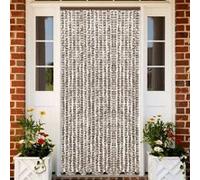 Rideau anti mouches taupe et blanc 56x200 cm chenille blanc G