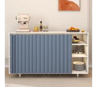 Rideau Armoire Court Cuisine - Meuble Rideau Cache Placard sous Evier Rideaux Courts Anti-Poussière Étanche à l'eau Auto-Adhésif sans Perçage pour Étagères Armoire à Chaussures(Bleu,60x100 cm)