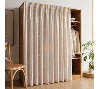 Rideau Armoire Voilage Rideau Cache Placard - Rideaux D'armoire Anti-Poussière pour Étagères sous Evier - Rideau Meuble Cuisine avec Rail Auto-Adhésif, Broderie 3D, Facile à Poser(D,50x140 cm)