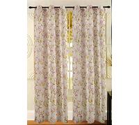 Rideau art mixte fantaisie florale printemps automne avec fleurs et feuilles drapeaux avec 8 anneaux en fer très coulissants en tissu léger non couvrant semi-transparent dis canne