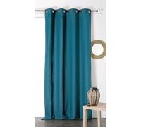 Rideau avec oeillets - Tamisant - Coton/Lin - Bleu parfait - 135x260cm