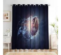 Rideau Ballon de Rugby - Rideau Occultant Thermiques Éclairs et fumée, Lot de 2 Rideaux à Oeillets pour Decoration Chambre Salon, Draperies Intérieurs Fenetre, 140x260cm (LxH)