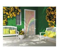 Rideau de porte Bâtonnets de bambou peints - dessin arc-en-ciel - 90 x 200 cm -