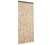 Rideau beige en polypropylène chenille 90 x 200 cm pour porte et fenêtre, amovible, lavable, anti-moustiques sans perçage avec crochets, rideau moustiquaire silencieuse pour caravane