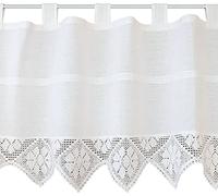 Rideau brise-bise élégant avec passants - Rideau opaque - 60 x 150 cm - Style maison de campagne - Motif floral - Dentelle blanche - Rideau court moderne pour cuisine, salon, caravane