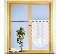 Rideau brise-bise Jacquard Country Cottage H x l : 90 x 52 cm en blanc - Décoration queue d'aronde - Rideau de qualité certifiée - Certifié Öko-Tex ... Déballez, accrochez, c'est prêt ! Typ86