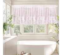 Rideau brise-bise semi-transparent - Avec fleurs - Pour fenêtre, cuisine, salon - 137 x 61 cm (l x L) - Rose