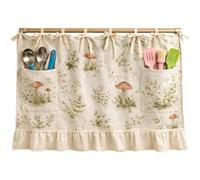 Rideau cache-four, modèle campagne avec poches et bord volanté, housse en tissu PLA à motif champignons pour cacher le désordre sur lave-vaisselle, meubles ou micro-ondes, déco rustique