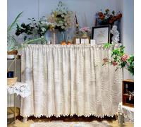 Rideau Cache Placard - Cuisine sous Évier, Rétro Rideau Armoire Beige Décoratif Plantes et Fleurs Semi-Transparent Inclusion Crochet Tringle Cantonnière Bohème