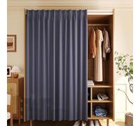 Rideau Cache Placard Rideau Occultant Anti-Poussière pour Meuble Cuisine à Chaussures sous Evier Étagères Bibliothèque Rideaux Armoire Ouvert sans Porte avec Piste Autocollante(A,120x200 cm)