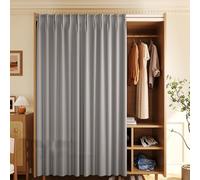 Rideau Cache Placard Rideau Occultant Anti-Poussière pour Meuble Cuisine à Chaussures sous Evier Étagères Bibliothèque Rideaux Armoire Ouvert sans Porte avec Piste Autocollante(D,80x180 cm)