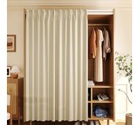 Rideau Cache Placard Rideau Occultant Anti-Poussière pour Meuble Cuisine à Chaussures sous Evier Étagères Bibliothèque Rideaux Armoire Ouvert sans Porte avec Piste Autocollante(C,100x150 cm)