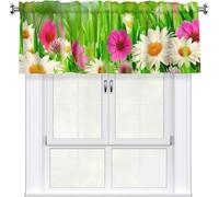 Rideau Cantonnière pour Cuisine, Motif Floral Printemps été, Occultant et Réglable, avec Passe Tringle, pour Chambre, Salle de Bain, Salon, Décoration D'intérieur(Style4)