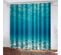 Rideau Chambre 3D Paysage sous-Marin Bleu Imprimé - Rideaux Occultants À Oeillets, Salon Chambre Enfant Cuisine Fenêtre Décoration, Lot De 2 Draperies Isolant Thermique Et Sonore 264X214Cm (L
