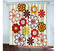 Rideau Chambre Enfant Bebe Fille Garcon Ado Adultes Fleurs Blanches Rouges Motif 280X260Cm Rideau Occultant Salon Moderne Isolant Thermique Anti Chaleur Lot De 2 Rideaux pour Petites Fenêtres