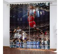 Rideau Chambre Enfant Bebe Fille Garcon Adultes Ado 3D Modèle De Joueur De Basket Rideaux Occultants Thermiques Isolants Anti Chaleur Rideau À Oeillets 140X160Cm Lot De 2 Rideau Fenetre Phonique