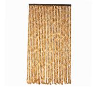 WERKA PRO Rideau Chenille Marron et Blanc - 120 x 220 cm - Protection Contre Insectes et Poussière - Tringle Ajustable et Anneaux de Suspension - Fibres Synthétiques Anti Effilochage
