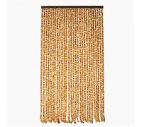 WERKA PRO Rideau Chenille Marron et Blanc - 90 x 220 cm - Protection Contre Insectes et Poussière - Tringle Ajustable et Anneaux de Suspension - Fibres Synthétiques Anti Effilochage