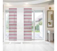 Rideau coulissant Elena Lot de 3 rayures (190) sans accessoires Gris clair Framboise