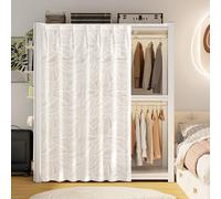 Rideau coulissant lavable pour étagères - Blanc - Anti-poussière - Sans perforation - Autocollant - Avec rail murmure - 100 x 180 cm (l x H)