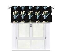 Rideau court à tringle à rideaux 137,2 x 45,7 cm HJFCZH fleurs dans un arrosoir imprimés décoration d'intérieur filtre la lumière du soleil pour salon, cuisine, studio