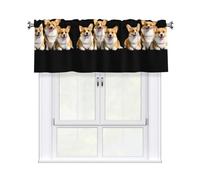 Rideau court à tringle pour cantonnière - 137,2 x 45,7 cm - HJFCZH - Trois petits imprimés Corgi - Décoration d'intérieur - Filtre de lumière du soleil pour salon, cuisine, studio