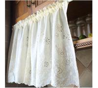 Rideau Court De Cuisine en Coton, Fenêtre Shabby Chic Valae, Demi-Rideau Beige De Style Campagnard pour Petites Fenêtres, W110xH53cm/43x21inch