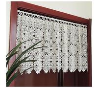 Rideau Court en Dentelle Boho, Cuisine au Crochet Floral, Séparation, Cantonnière en Macramé, Brise-bise pour Petite Fenêtre (W130xH30cm/W51x12in)