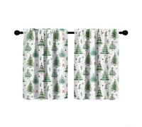 Rideau court en tissu polyester avec passe-tringle pour imprimé forêt, rideau de séparation occultant pour cuisine, salle de bain, chambre à coucher, buanderie, utilisation en intérieur (l : 100 x L