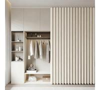 Rideau Court pour Placard sous Évier, Store à Clayette Pliable Anti-Poussière, Cache-Bureau Intime pour Dressing Ouvert(Beige,W*H 121-140X250cm)