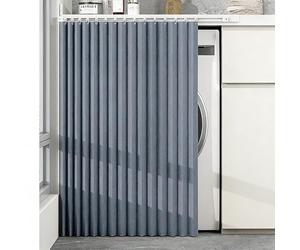 Rideau Court pour Placard sous Évier, Store à Clayette Pliable Anti-Poussière, Cache-Bureau Intime pour Dressing Ouvert(Blue,W*H 65X90cm)
