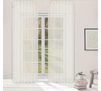 Rideau Creme- Voile - Vitrage - Rideau en verre - Cream - Translucide - Longueur réglable - Convient pour tringle & rails - 140x280cm