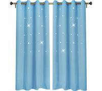 Rideau creusé étoiles Rideau opaque à œillets pour salon chambre enfants chambre à coucher, 132x213cm, Bleu